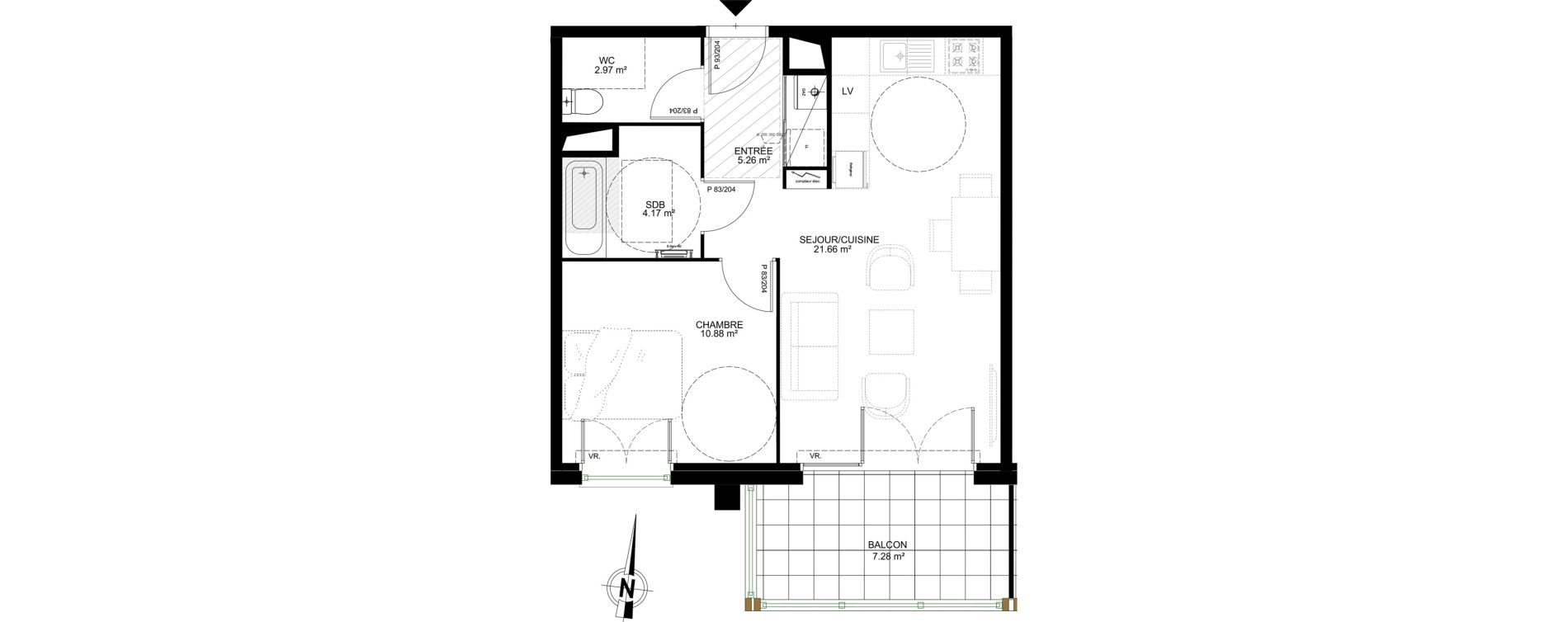 Appartement T2 de 44,94 m2 &agrave; Dax Saint-vincent