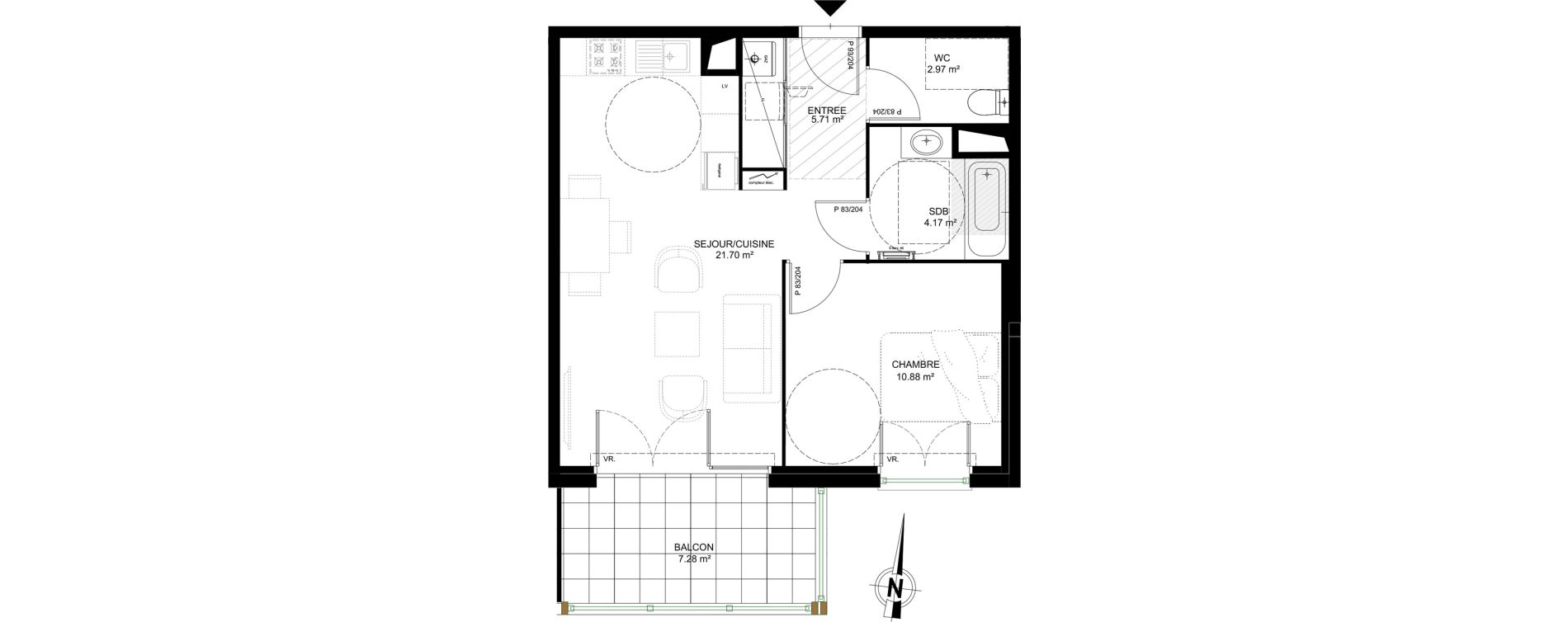 Appartement T2 de 45,43 m2 &agrave; Dax Saint-vincent