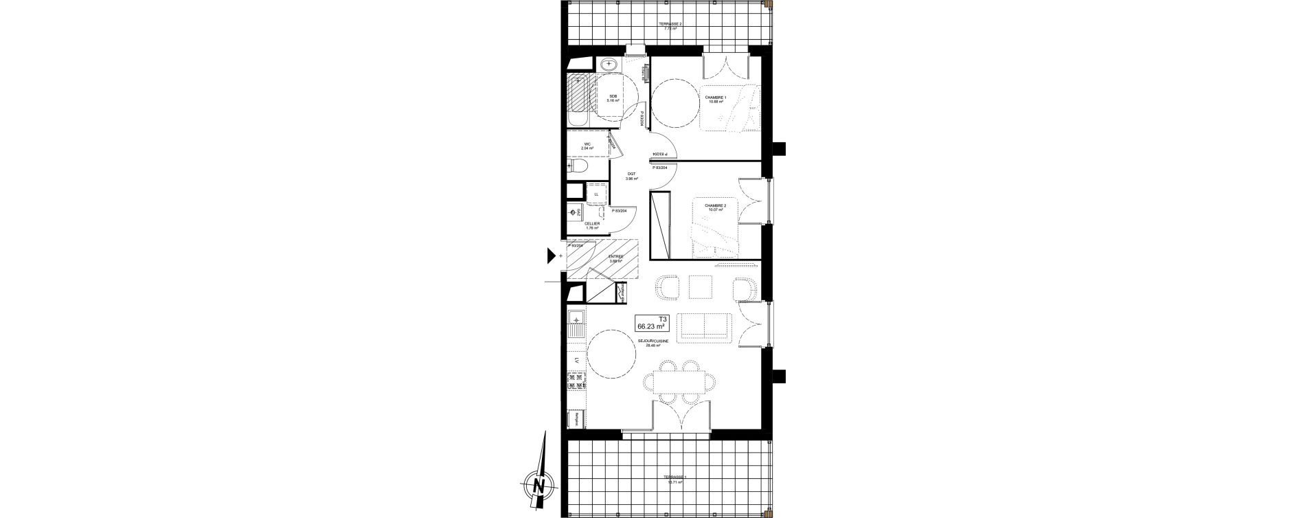 Appartement T3 de 66,23 m2 &agrave; Dax Saint-vincent