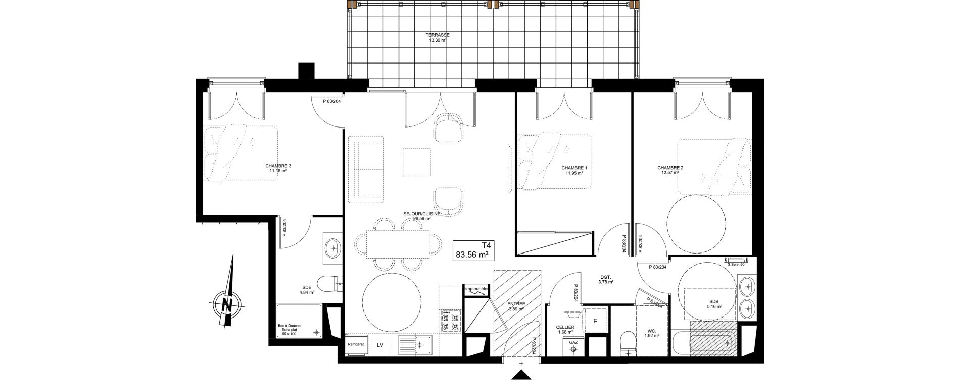 Appartement T4 de 83,56 m2 &agrave; Dax Saint-vincent