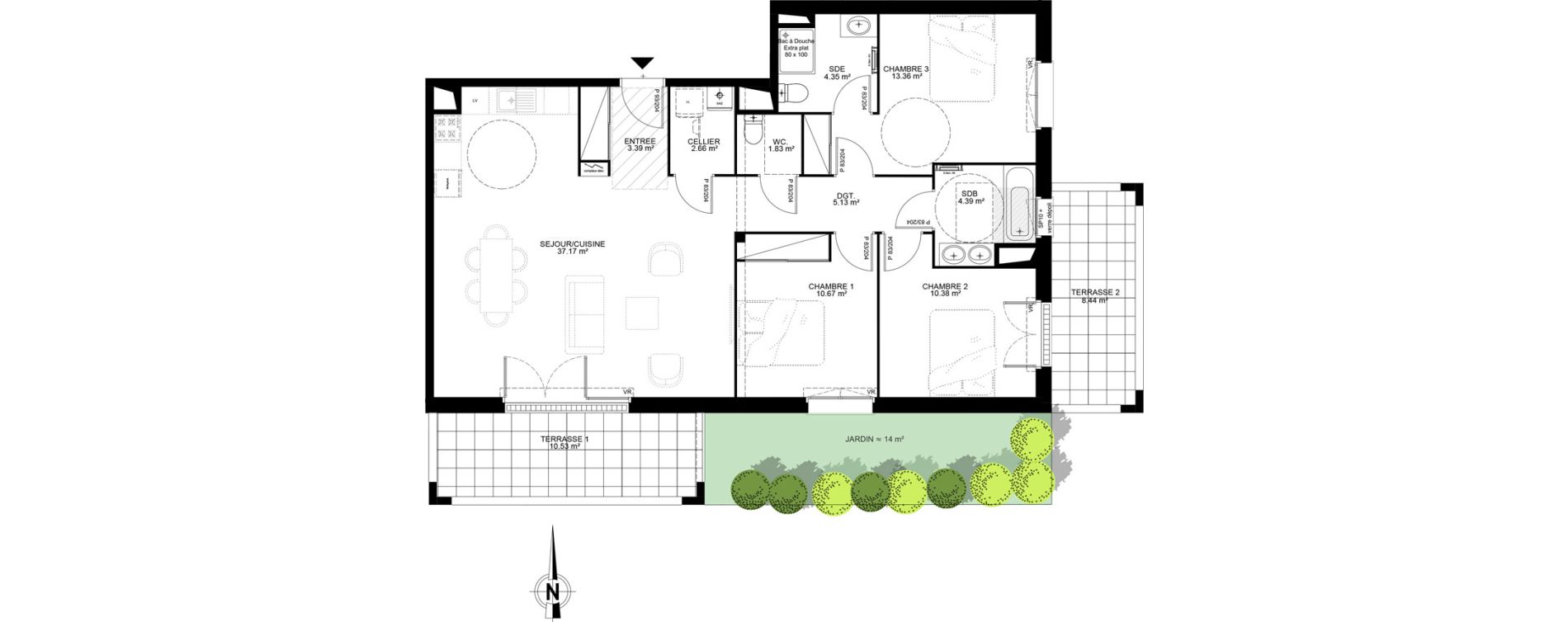 Appartement T4 de 93,33 m2 &agrave; Dax Saint-vincent