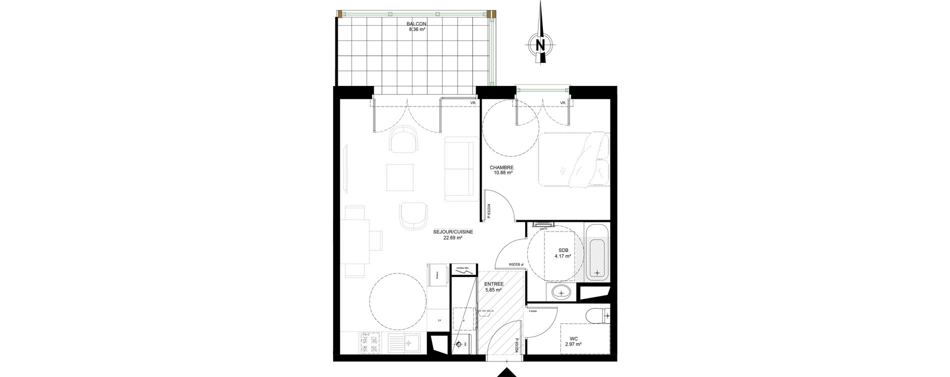Appartement T2 de 46,36 m2 &agrave; Dax Saint-vincent