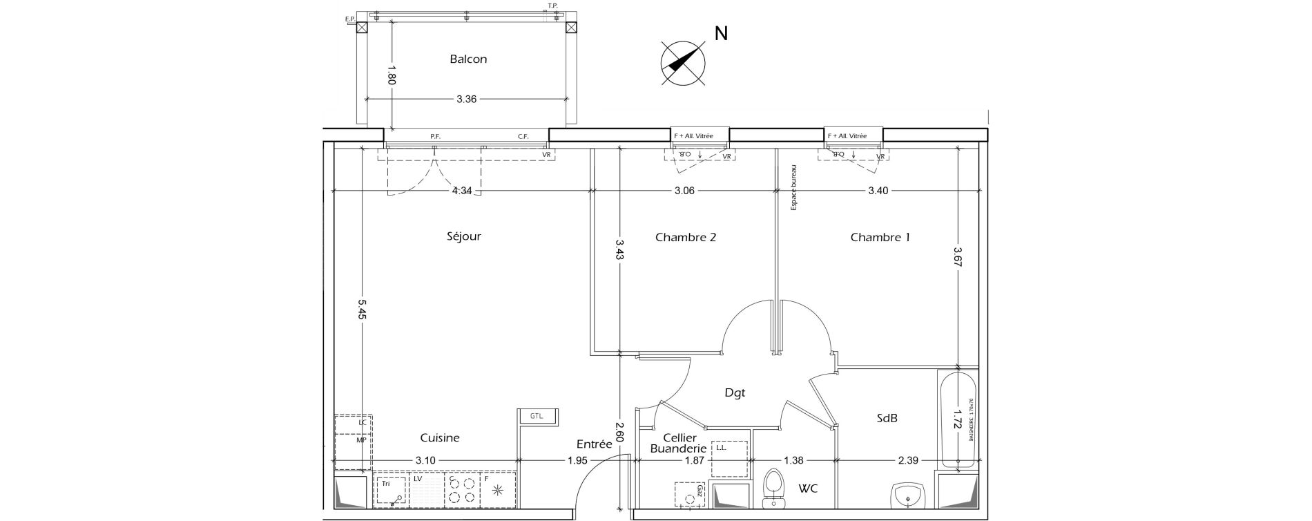 Appartement T3 de 63,60 m2 &agrave; Dax Saubagnac