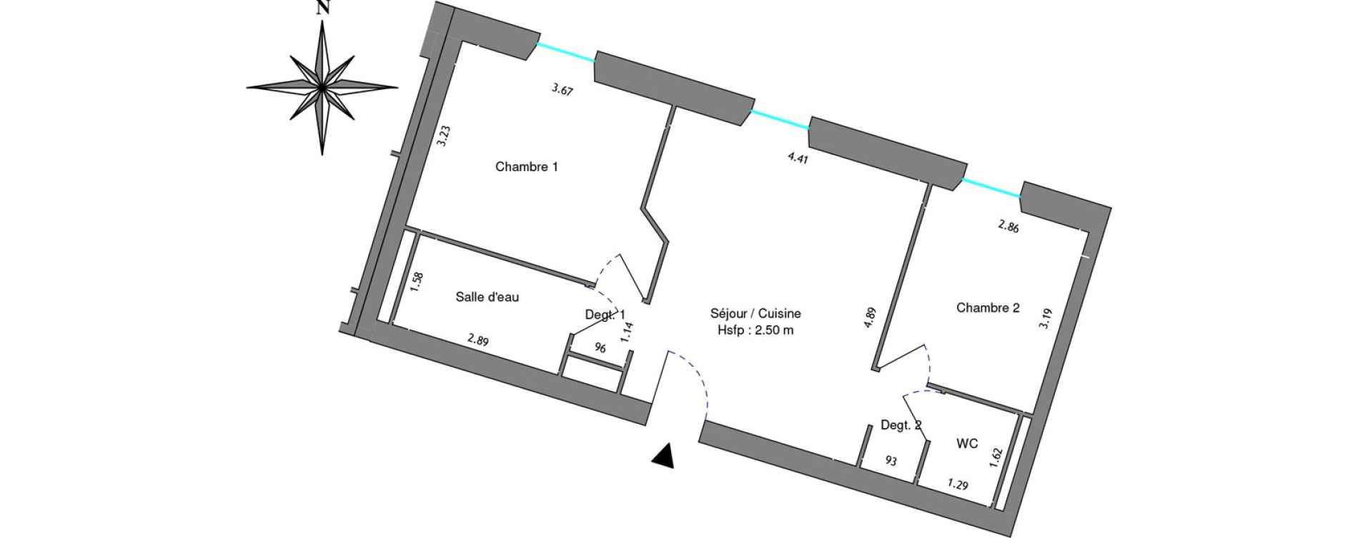 Appartement T3 de 51,05 m2 &agrave; Dax Centre