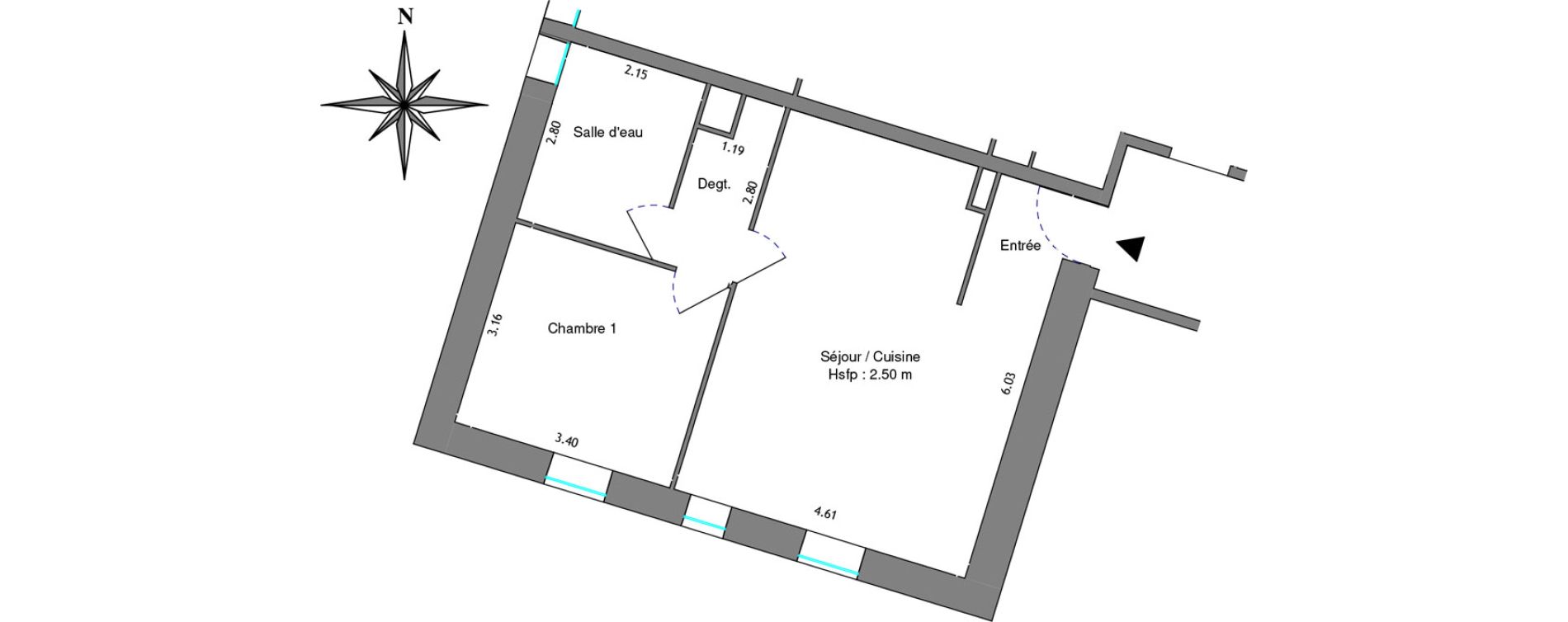 Appartement T2 de 47,38 m2 &agrave; Dax Centre