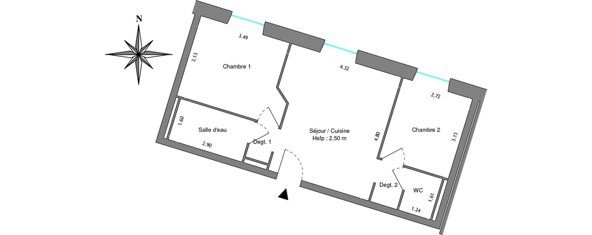 Appartement T3 de 49,24 m2 &agrave; Dax Centre