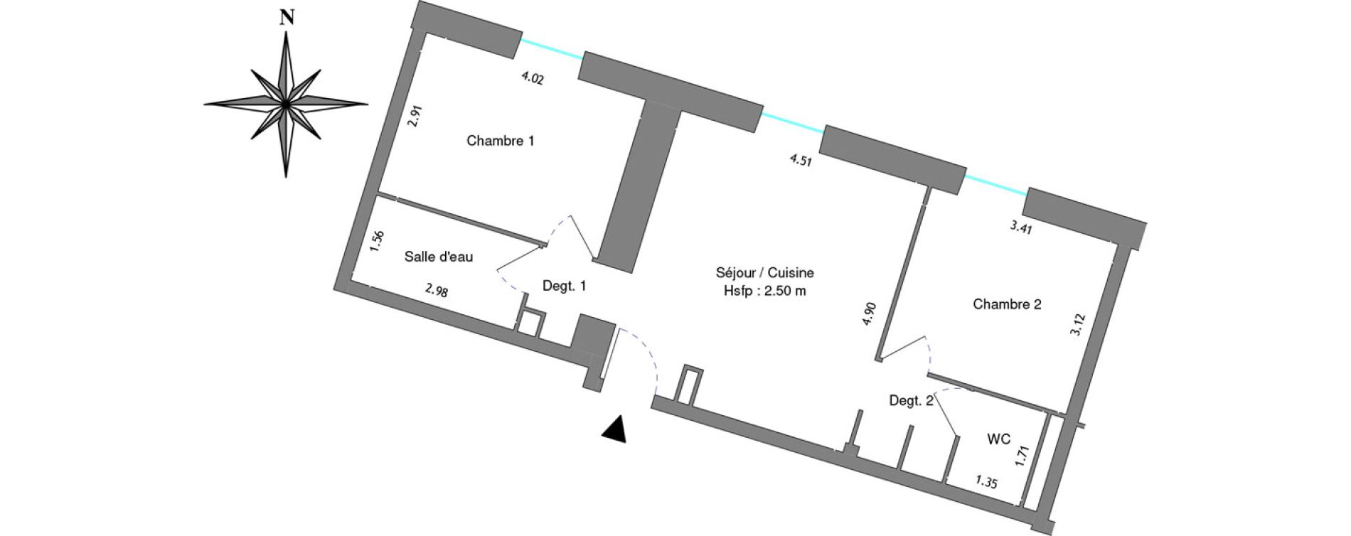 Appartement T3 de 55,94 m2 &agrave; Dax Centre