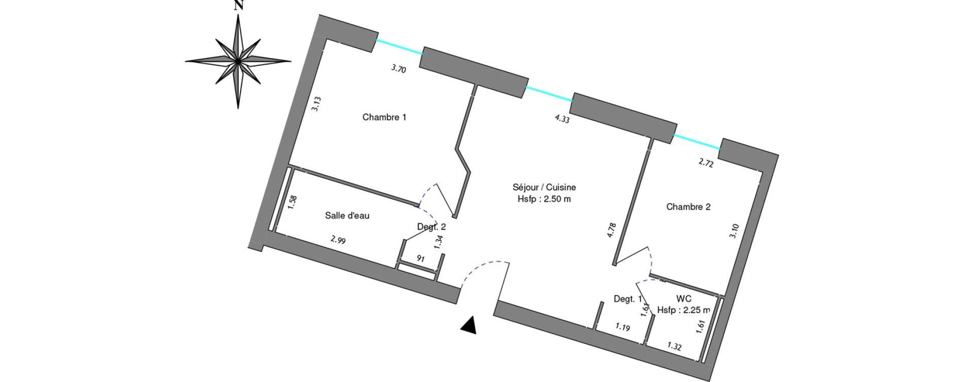 Appartement T3 de 50,14 m2 &agrave; Dax Centre