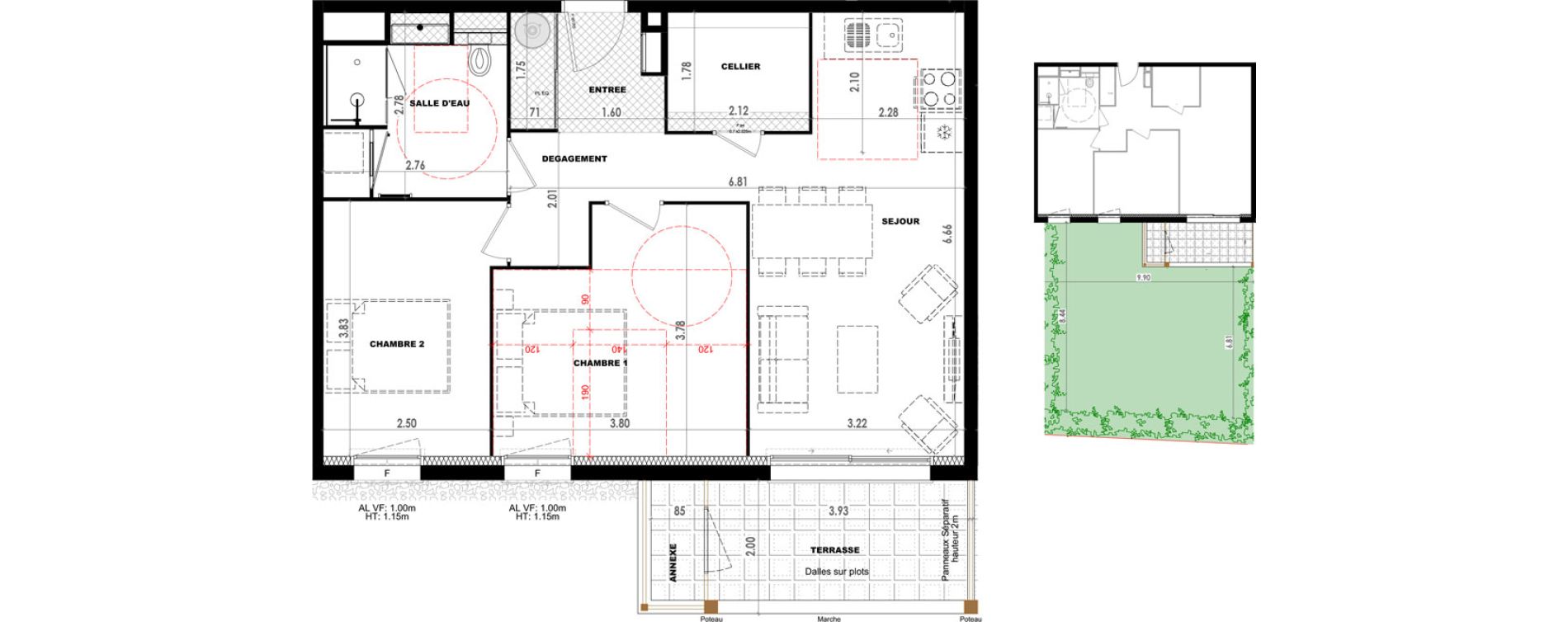 Appartement T3 de 61,83 m2 &agrave; Dax Saubagnac