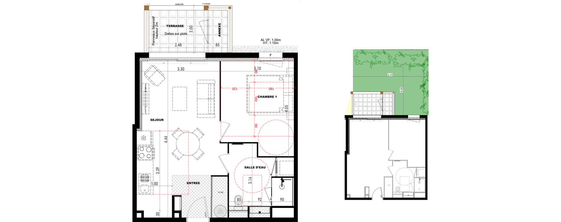 Appartement T2 de 42,08 m2 &agrave; Dax Saubagnac