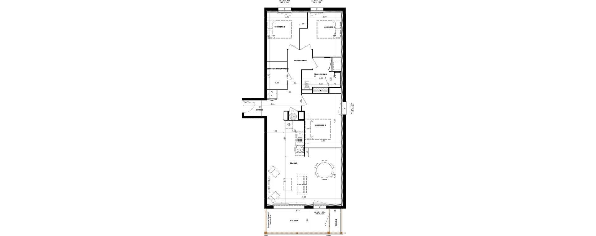 Appartement T4 de 85,35 m2 &agrave; Dax Saubagnac