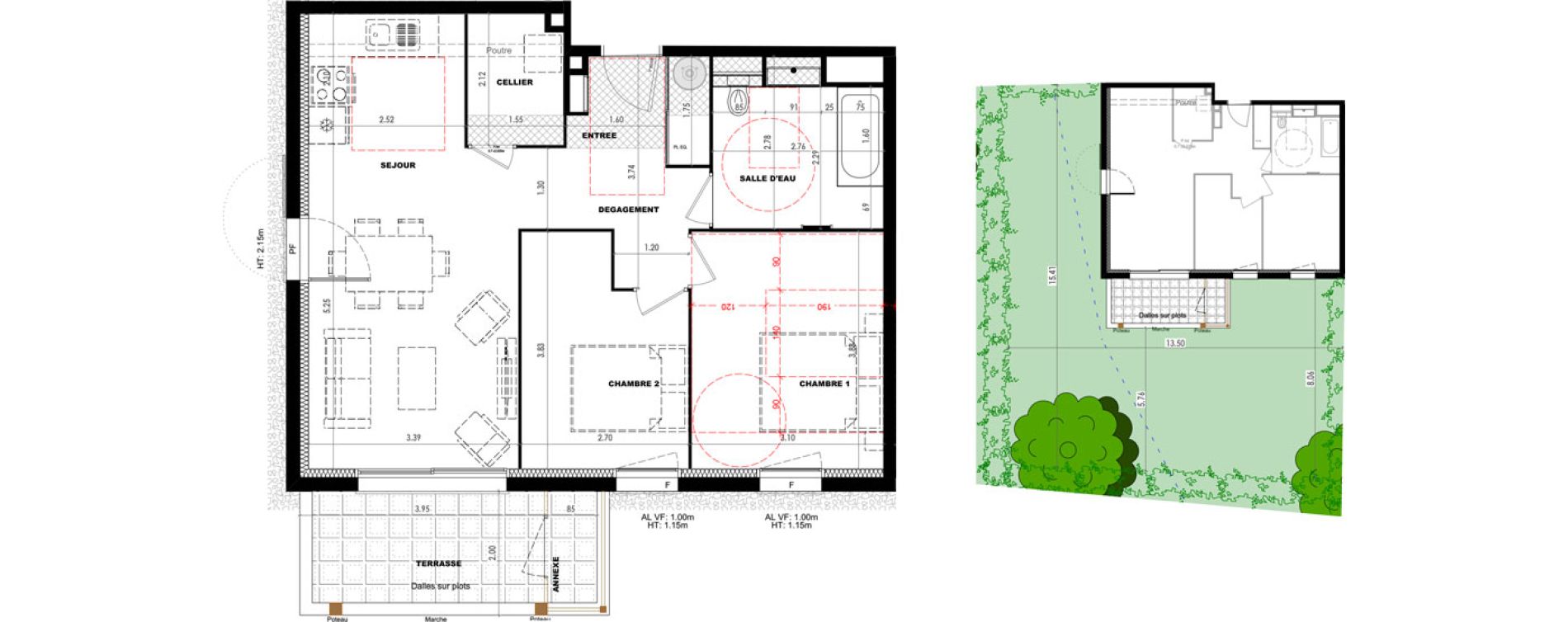 Appartement T3 de 62,57 m2 &agrave; Dax Saubagnac