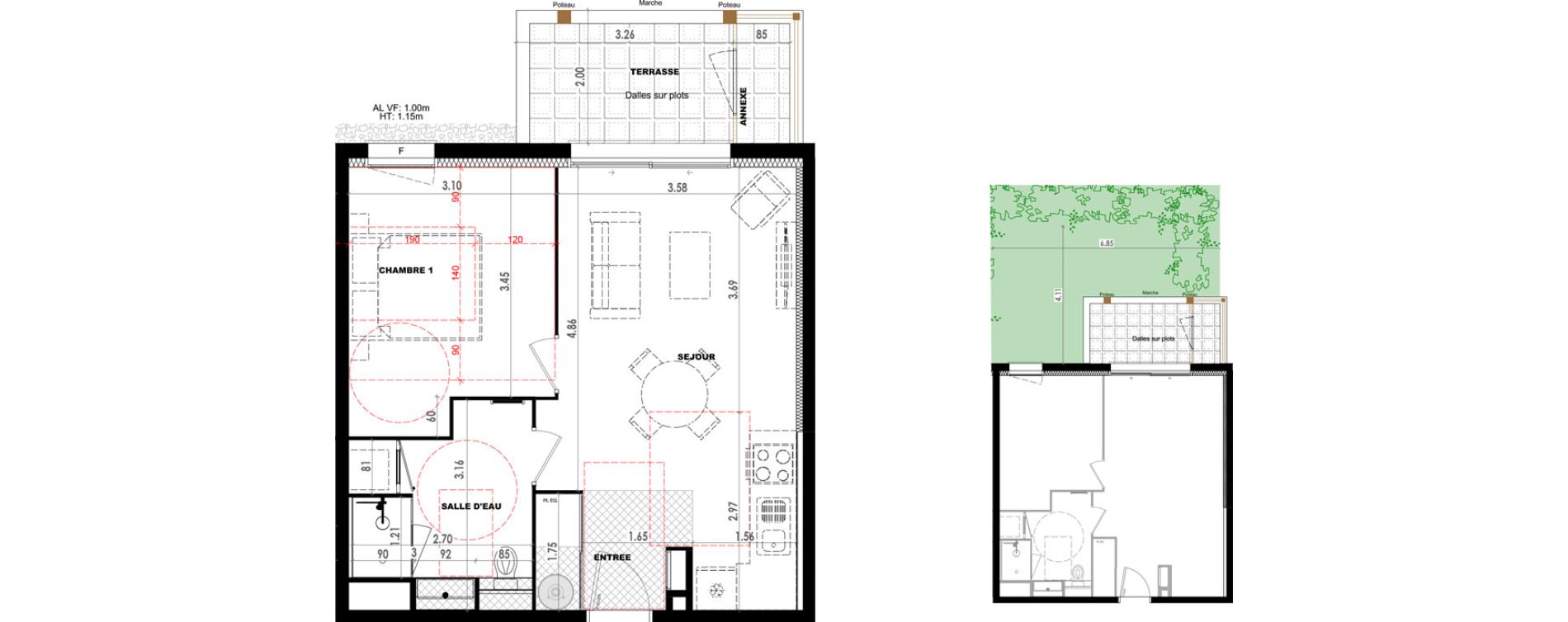 Appartement T2 de 43,22 m2 &agrave; Dax Saubagnac