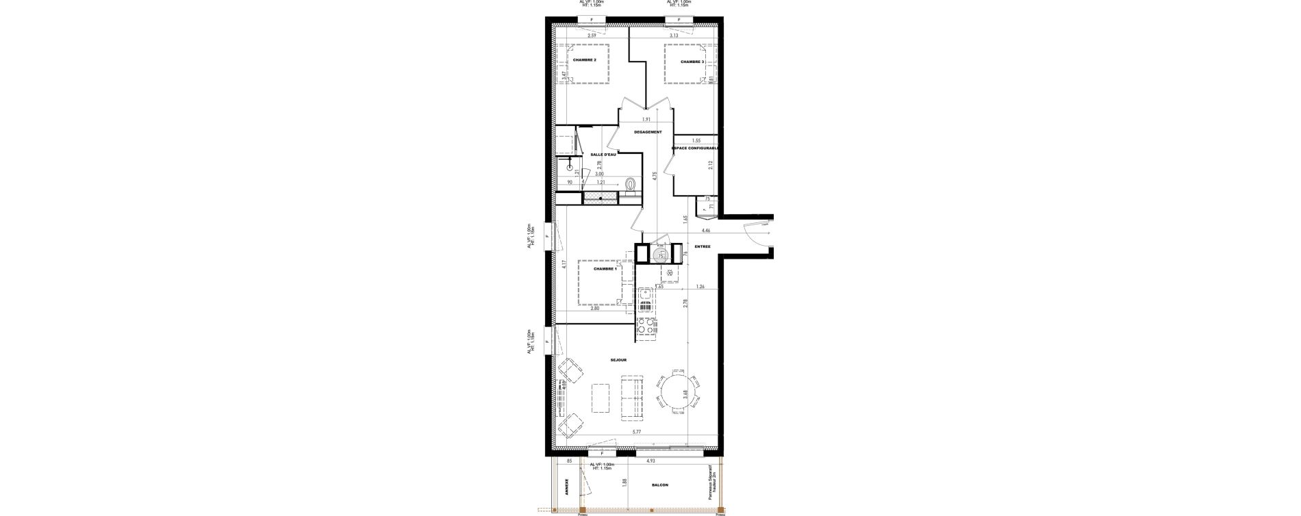 Appartement T4 de 85,36 m2 &agrave; Dax Saubagnac