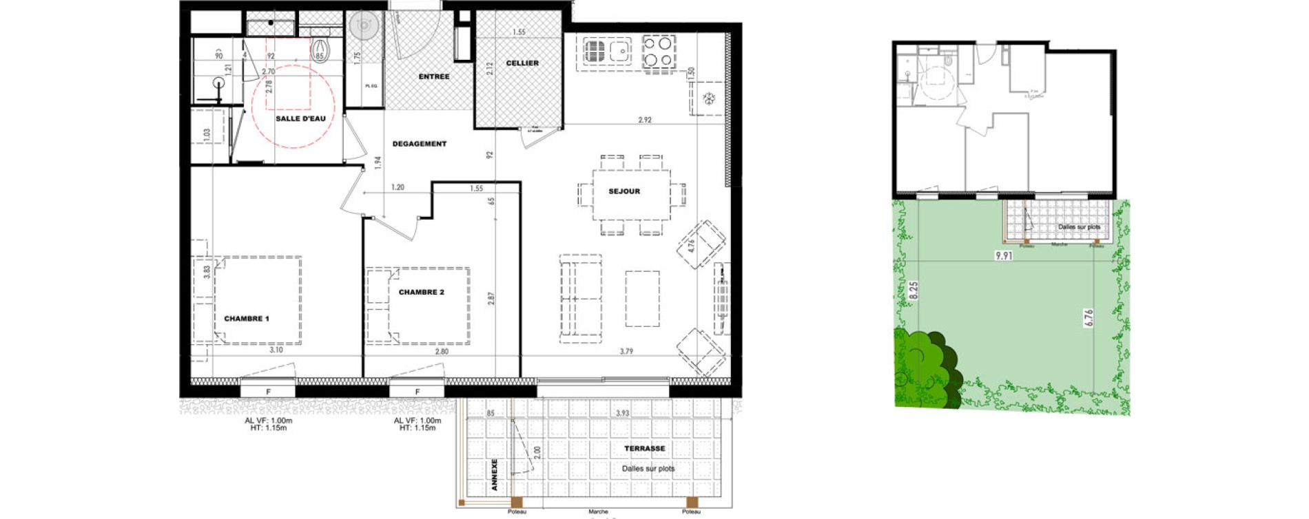 Appartement T3 de 61,53 m2 &agrave; Dax Saubagnac