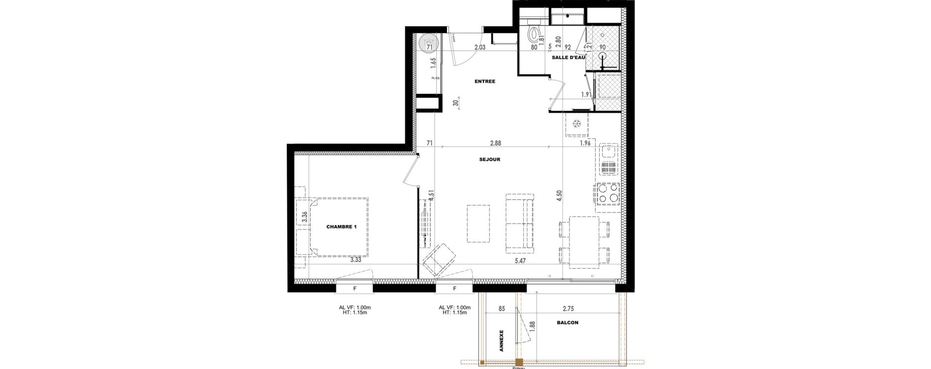 Appartement T2 de 48,29 m2 &agrave; Dax Saubagnac