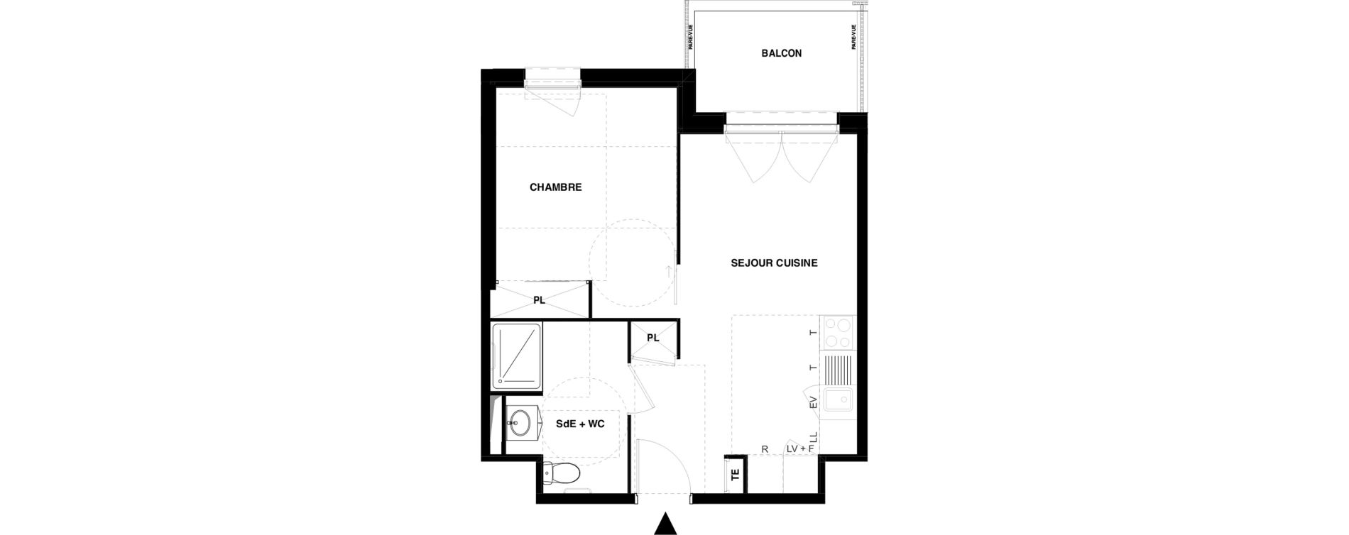 Appartement T2 meubl&eacute; de 39,22 m2 &agrave; Dax Gond