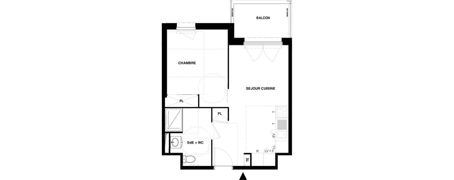Appartement T2 meubl&eacute; de 39,23 m2 &agrave; Dax Gond