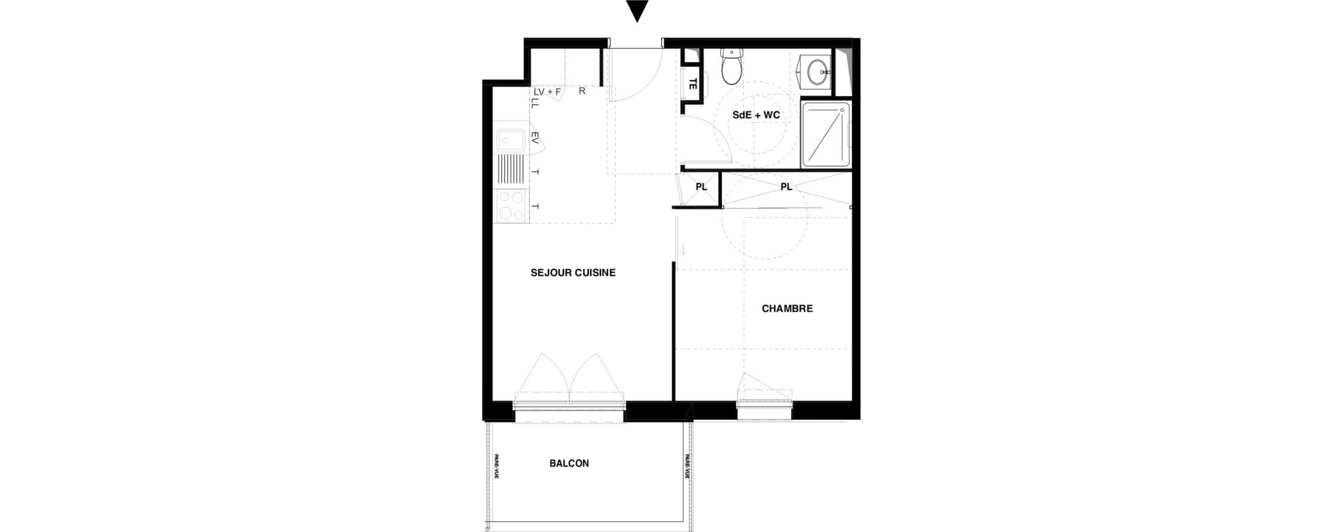 Appartement T2 meubl&eacute; de 37,47 m2 &agrave; Dax Gond