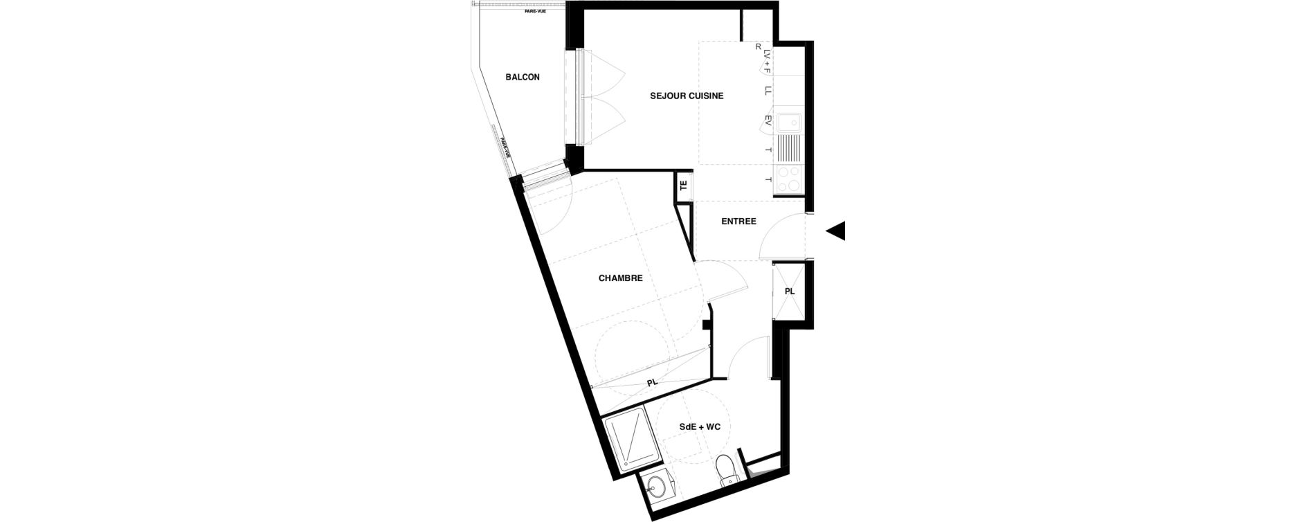 Appartement T2 meubl&eacute; de 41,53 m2 &agrave; Dax Gond