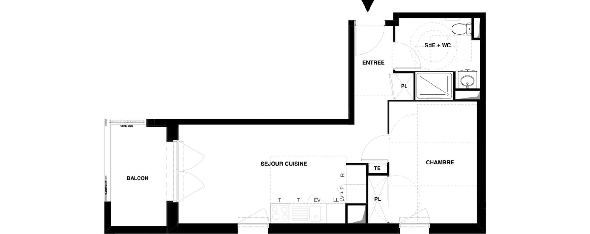 Appartement T2 meubl&eacute; de 41,90 m2 &agrave; Dax Gond