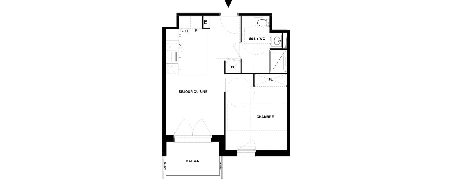 Appartement T2 meubl&eacute; de 39,43 m2 &agrave; Dax Gond