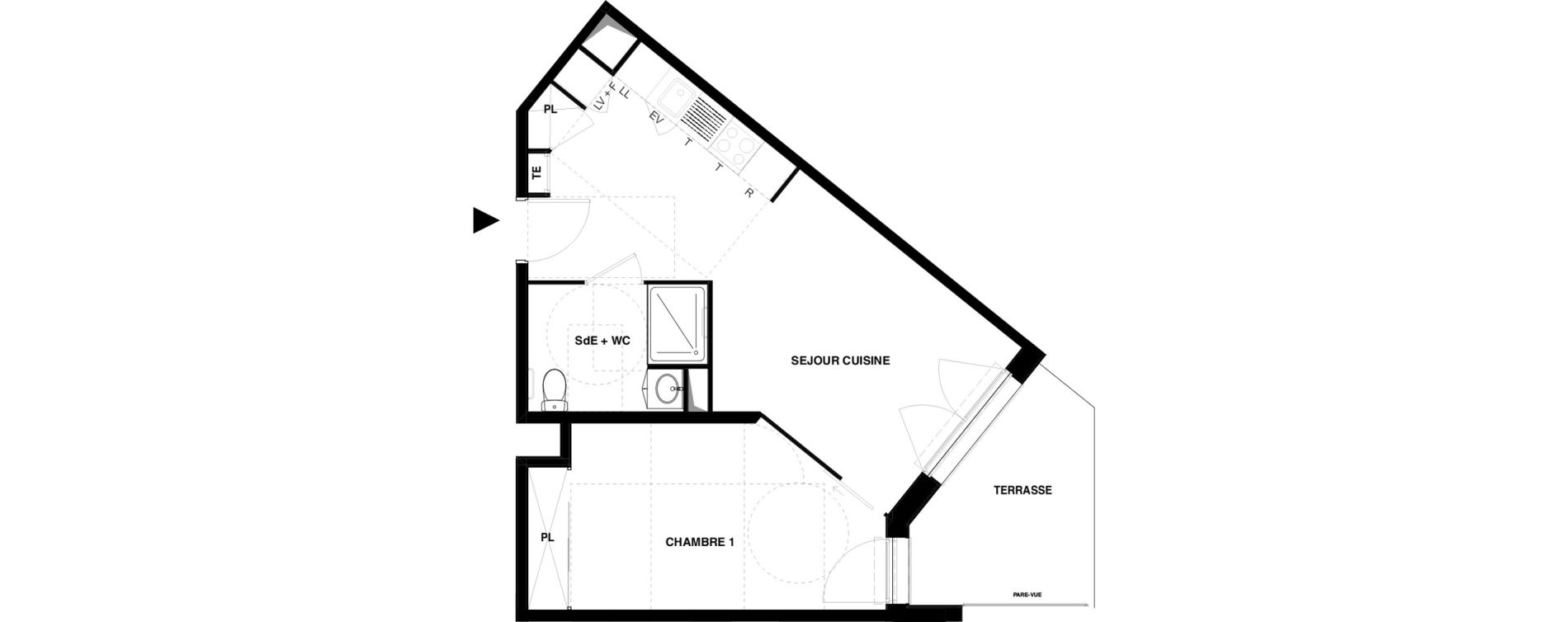 Appartement T2 meubl&eacute; de 42,33 m2 &agrave; Dax Gond