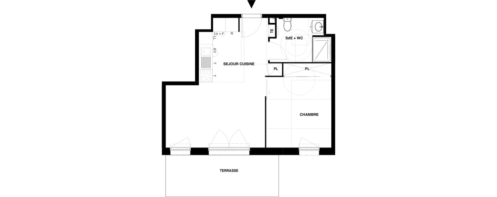 Appartement T2 meubl&eacute; de 42,19 m2 &agrave; Dax Gond