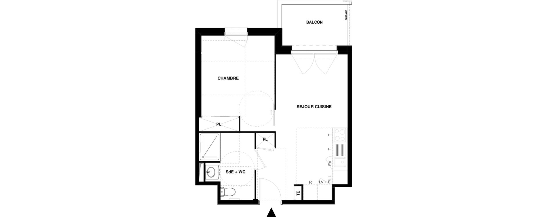 Appartement T2 meubl&eacute; de 39,17 m2 &agrave; Dax Gond
