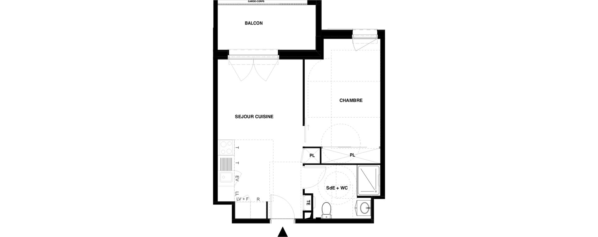Appartement T2 meubl&eacute; de 39,20 m2 &agrave; Dax Gond