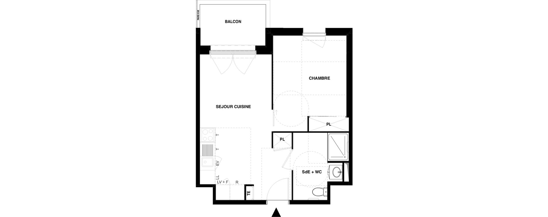 Appartement T2 meubl&eacute; de 39,17 m2 &agrave; Dax Gond