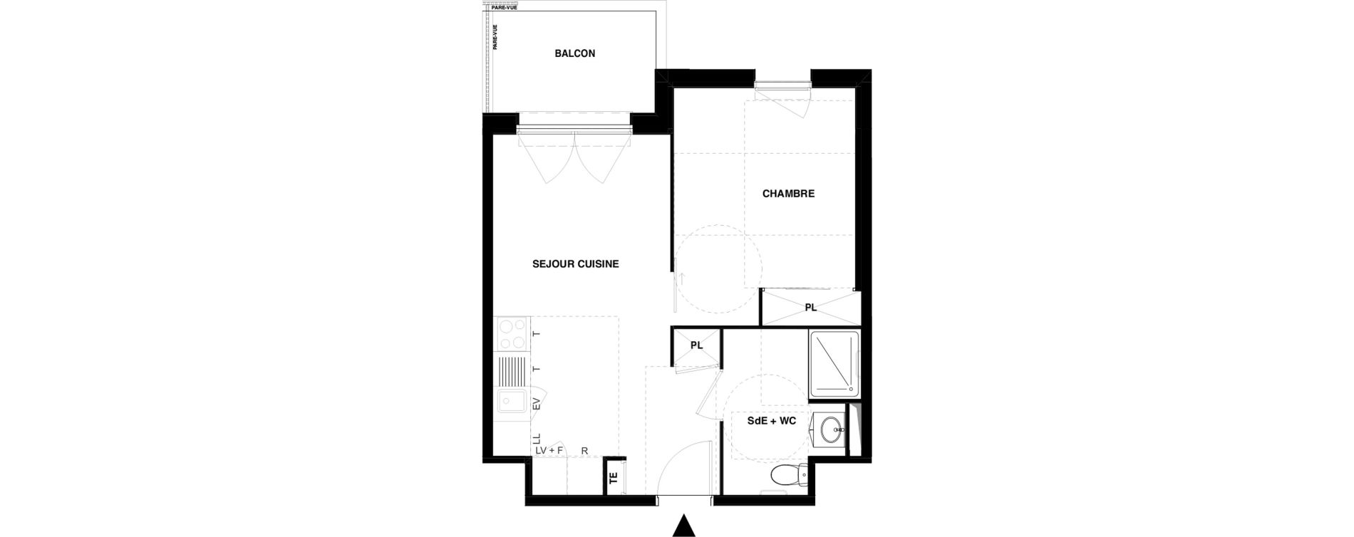 Appartement T2 meubl&eacute; de 39,24 m2 &agrave; Dax Gond