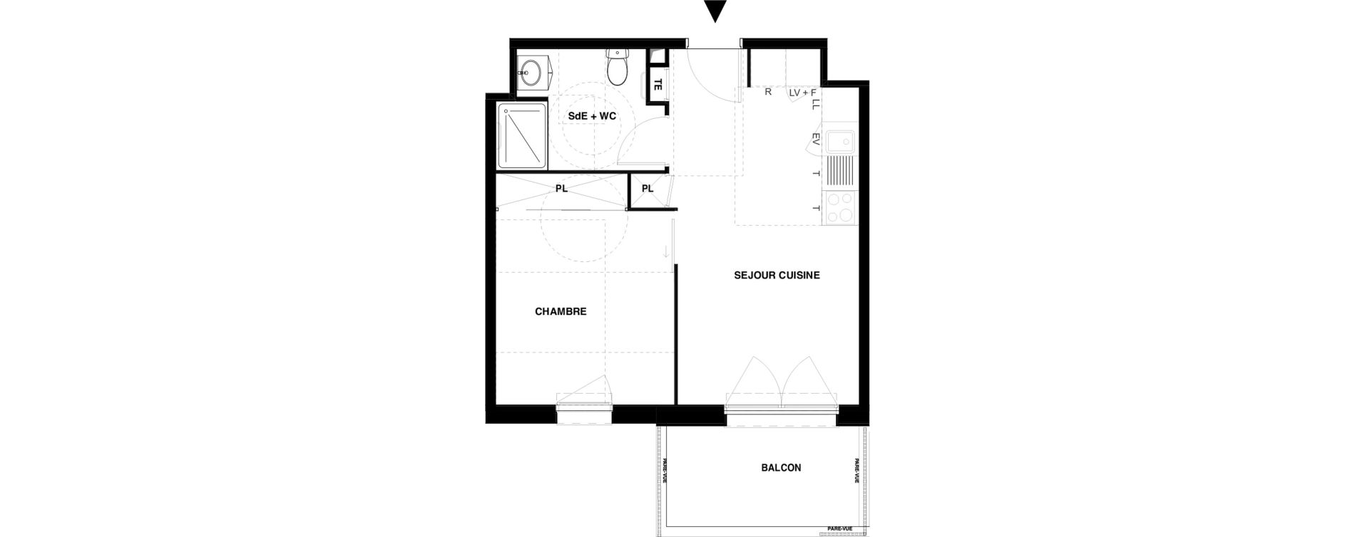 Appartement T2 meubl&eacute; de 37,47 m2 &agrave; Dax Gond