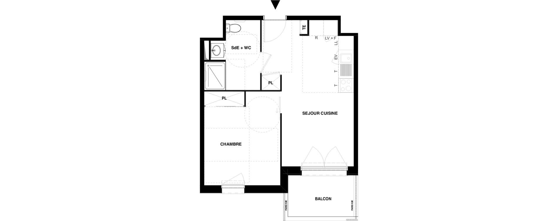 Appartement T2 meubl&eacute; de 39,43 m2 &agrave; Dax Gond