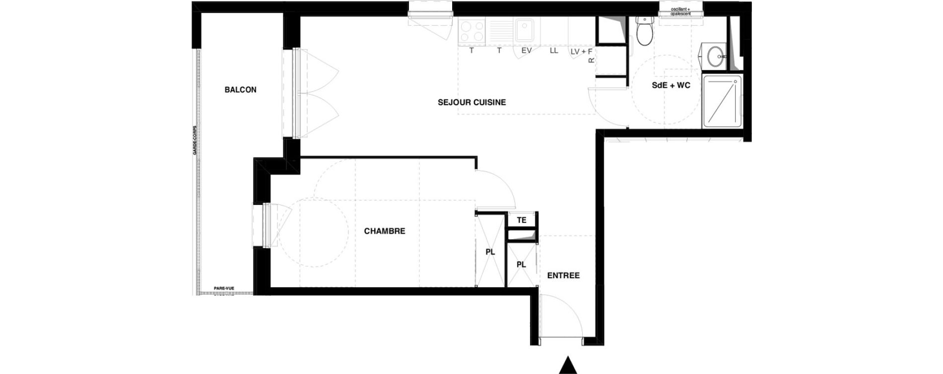 Appartement T2 meubl&eacute; de 47,01 m2 &agrave; Dax Gond