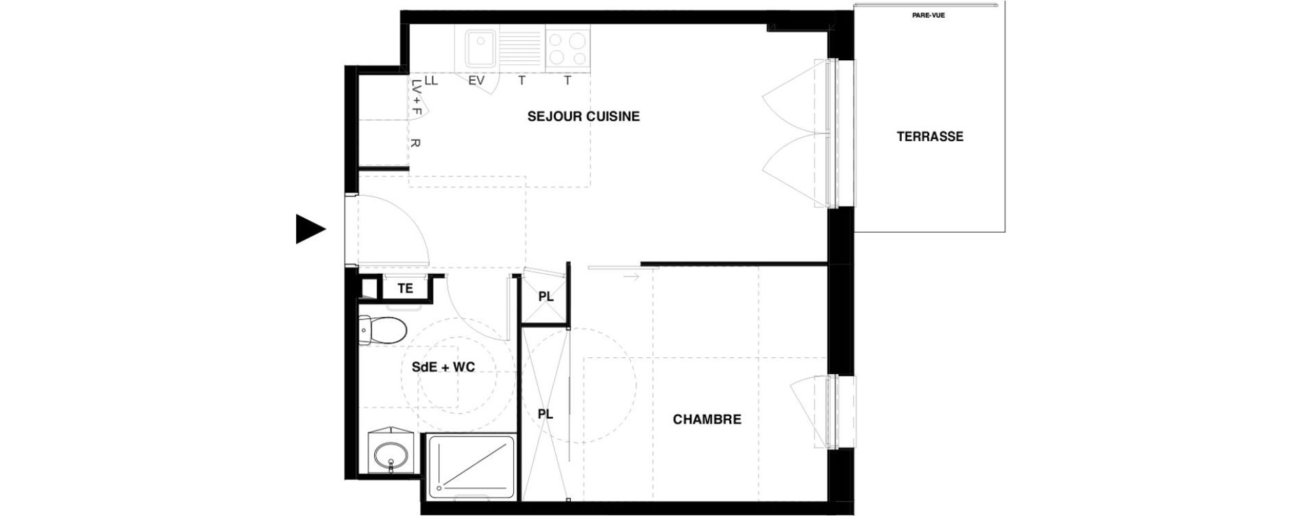 Appartement T2 meubl&eacute; de 37,43 m2 &agrave; Dax Gond