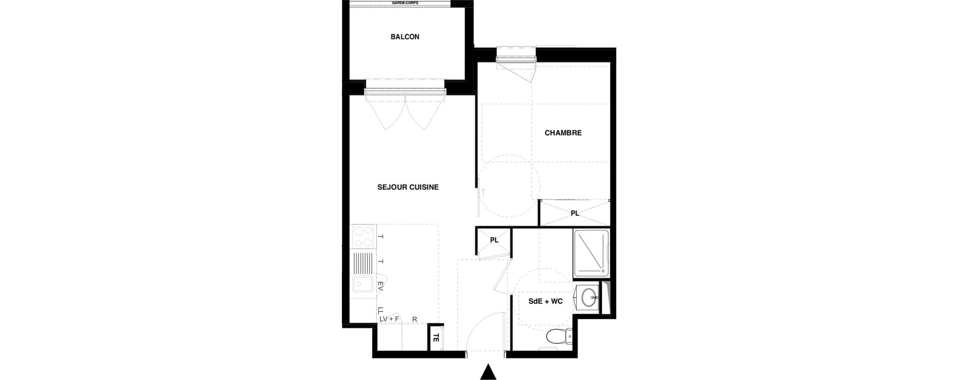 Appartement T2 meubl&eacute; de 39,43 m2 &agrave; Dax Gond