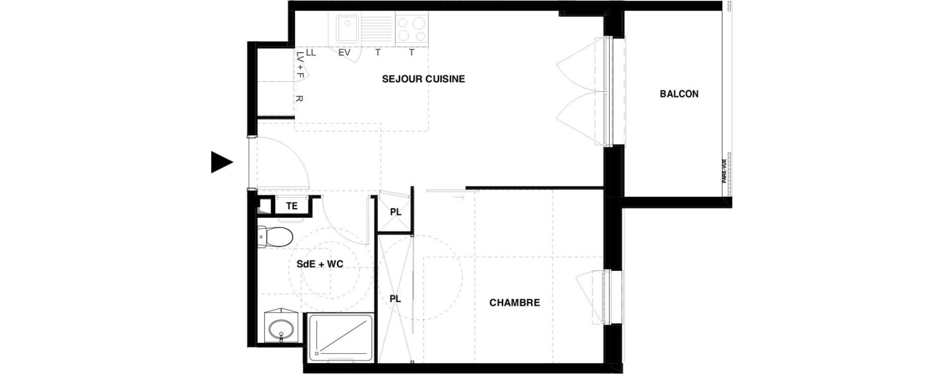 Appartement T2 meubl&eacute; de 37,43 m2 &agrave; Dax Gond