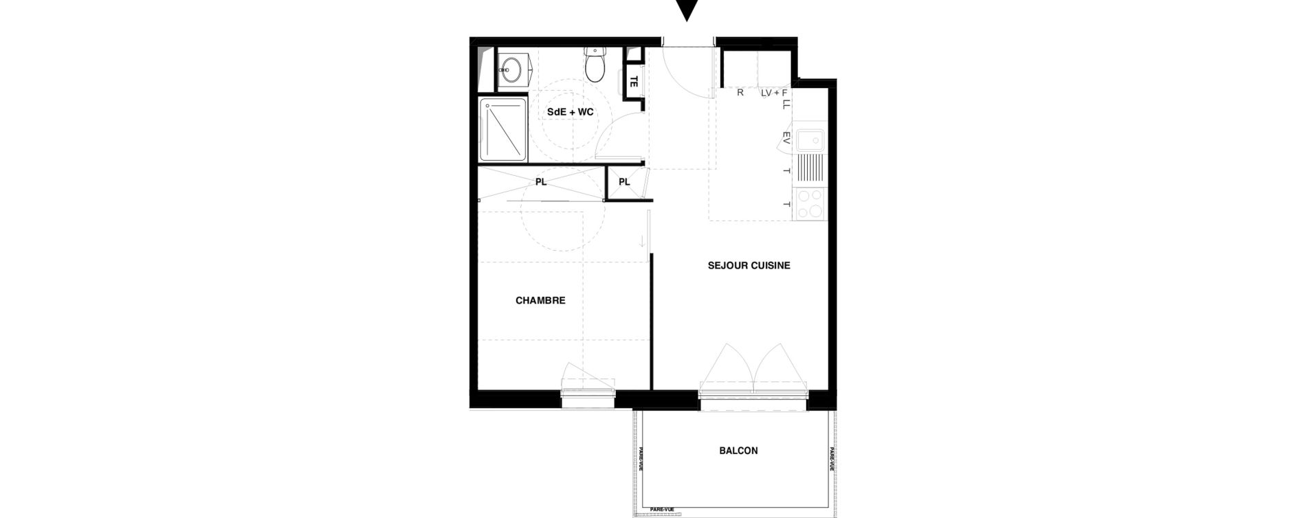 Appartement T2 meubl&eacute; de 37,36 m2 &agrave; Dax Gond