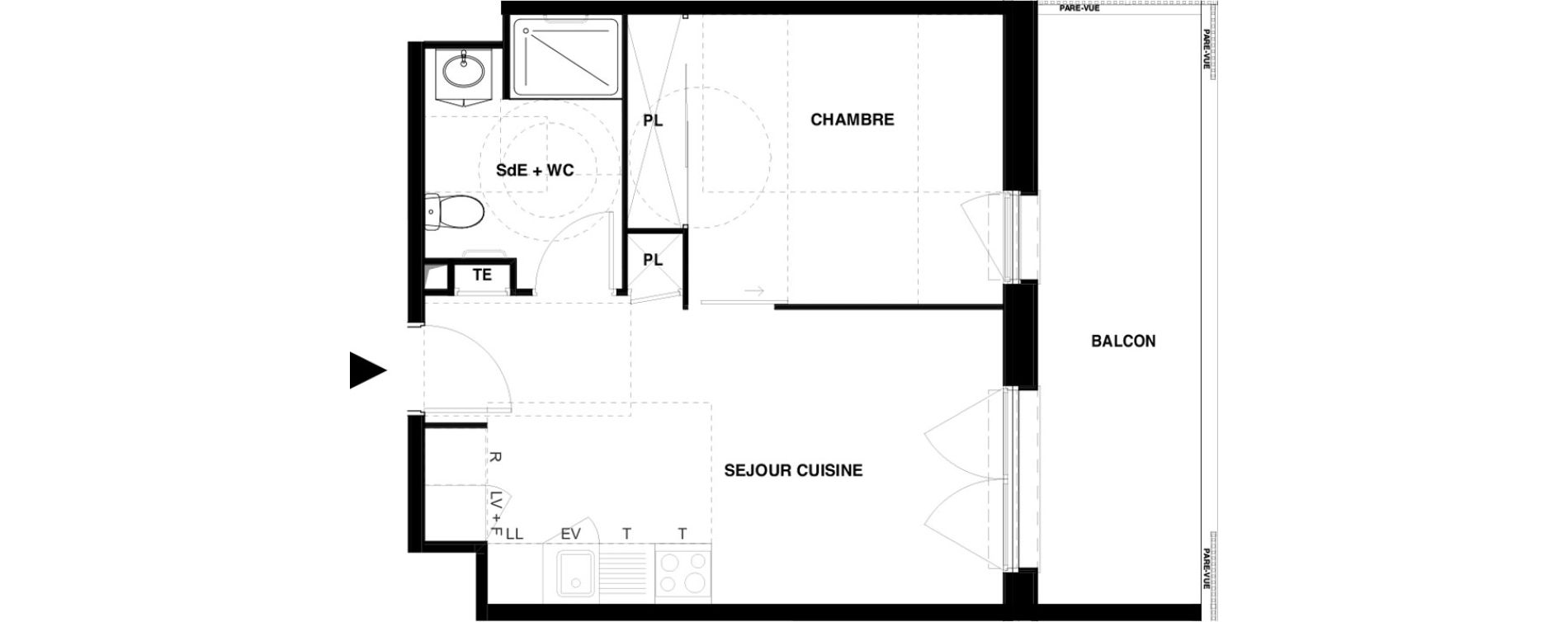 Appartement T2 meubl&eacute; de 37,47 m2 &agrave; Dax Gond