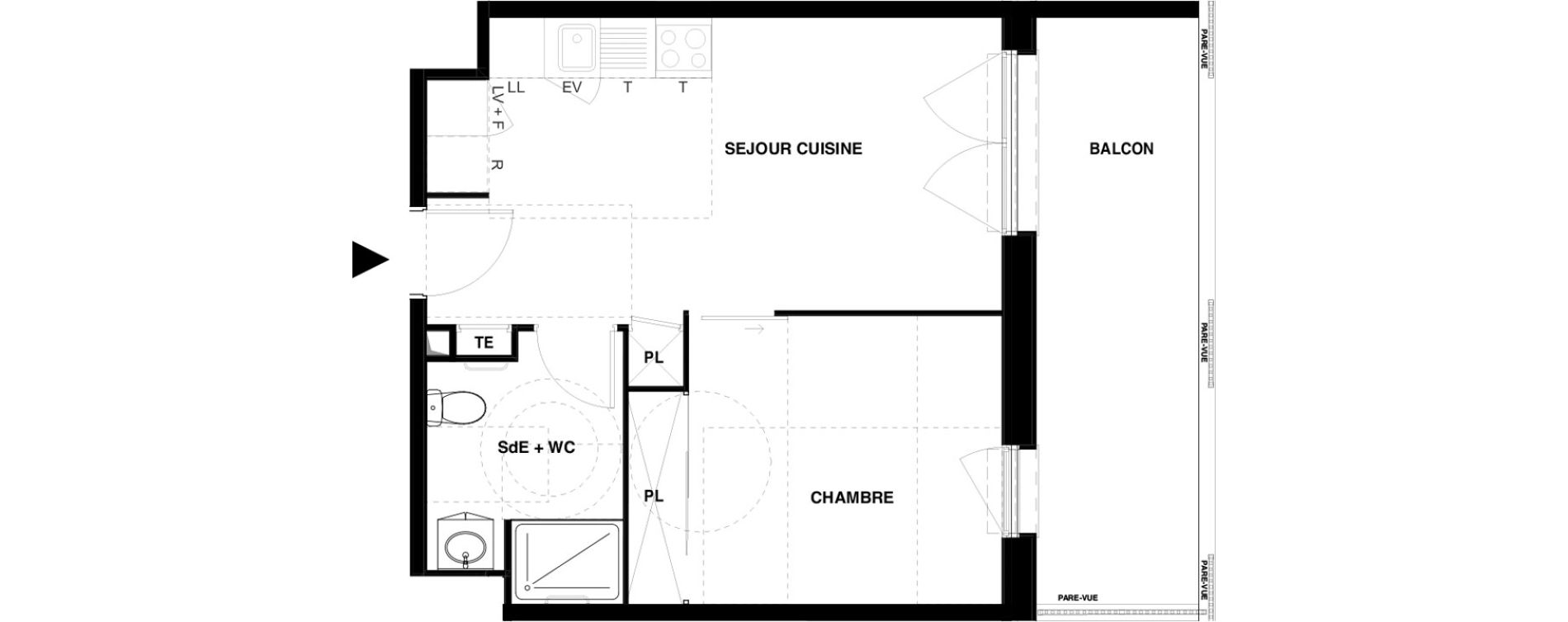 Appartement T2 meubl&eacute; de 37,47 m2 &agrave; Dax Gond