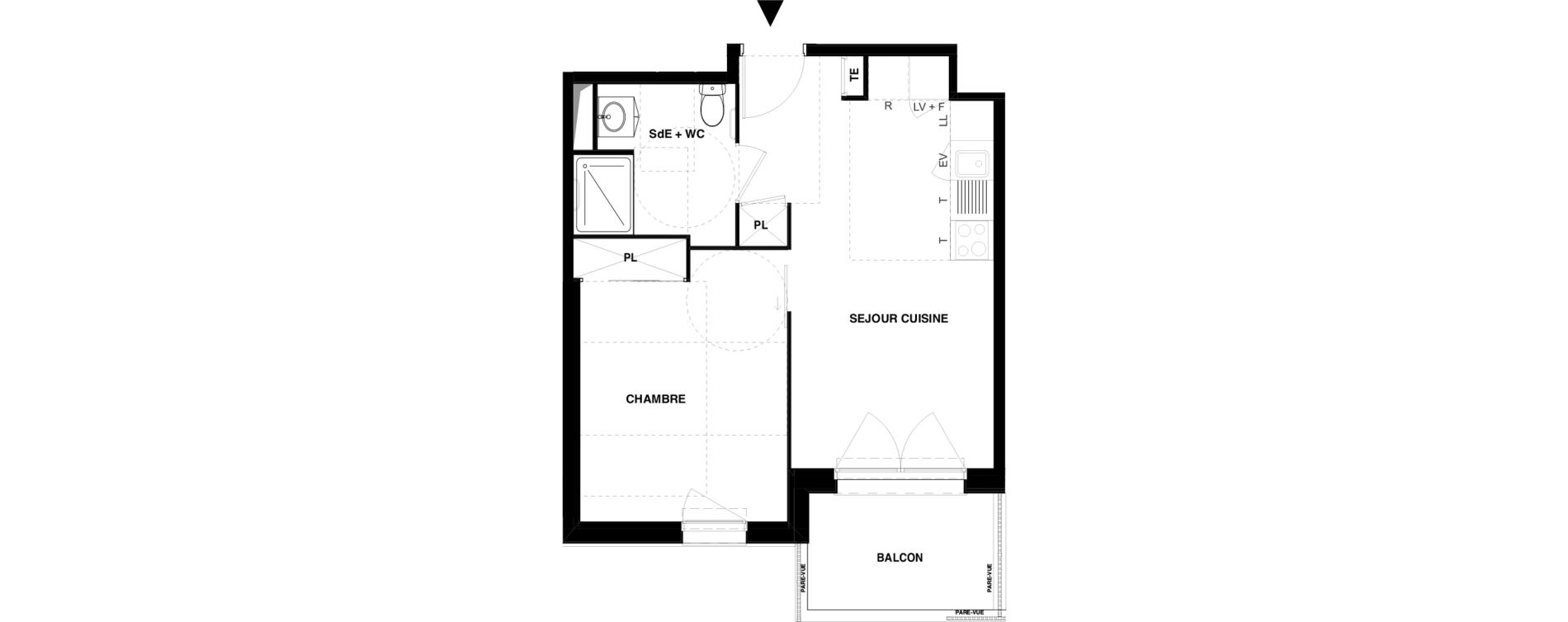 Appartement T2 meubl&eacute; de 38,70 m2 &agrave; Dax Gond