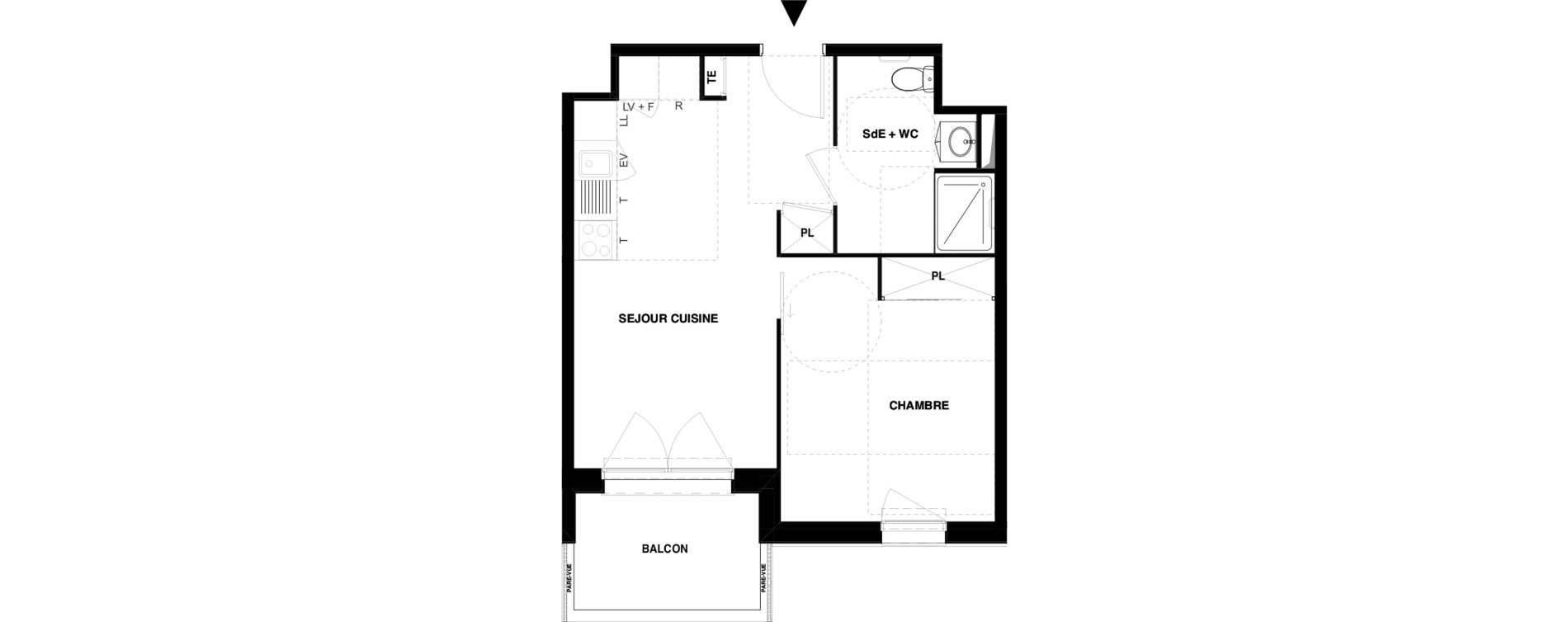 Appartement T2 meubl&eacute; de 39,43 m2 &agrave; Dax Gond