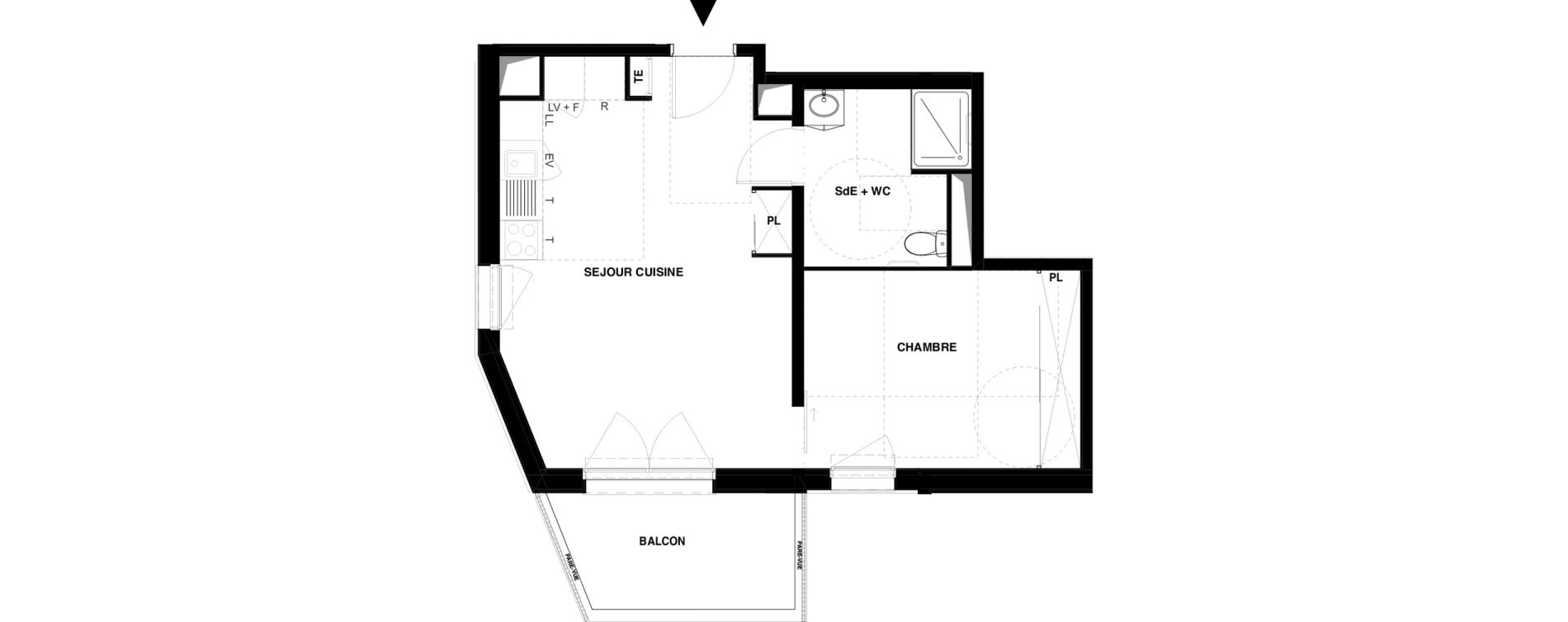 Appartement T2 meubl&eacute; de 43,86 m2 &agrave; Dax Gond