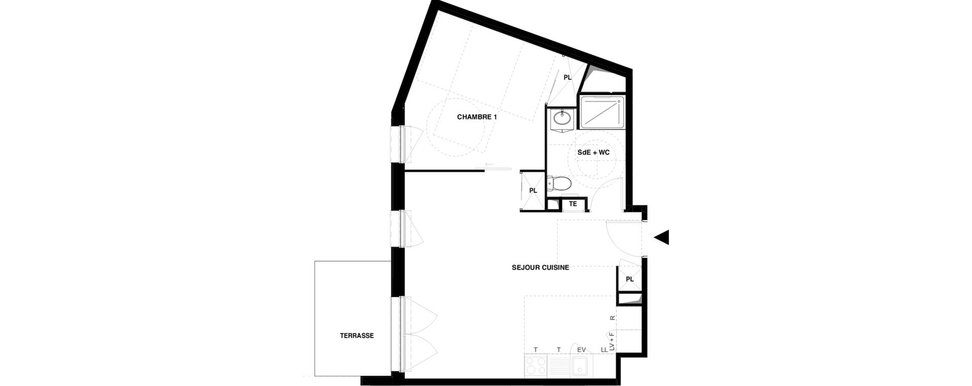 Appartement T2 meubl&eacute; de 50,06 m2 &agrave; Dax Gond