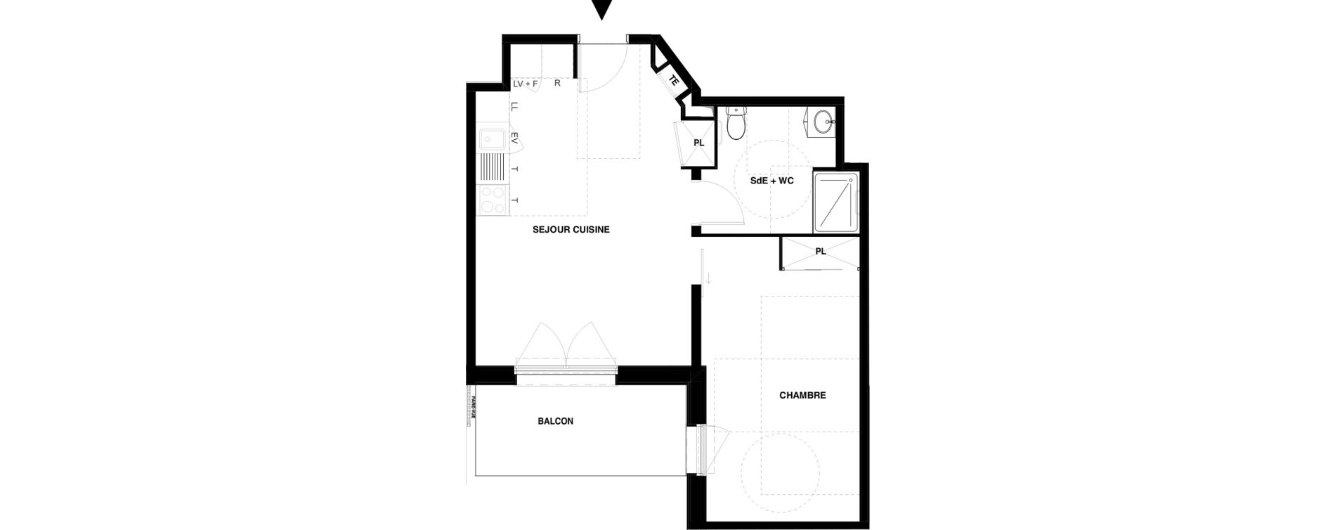 Appartement T2 meubl&eacute; de 47,81 m2 &agrave; Dax Gond