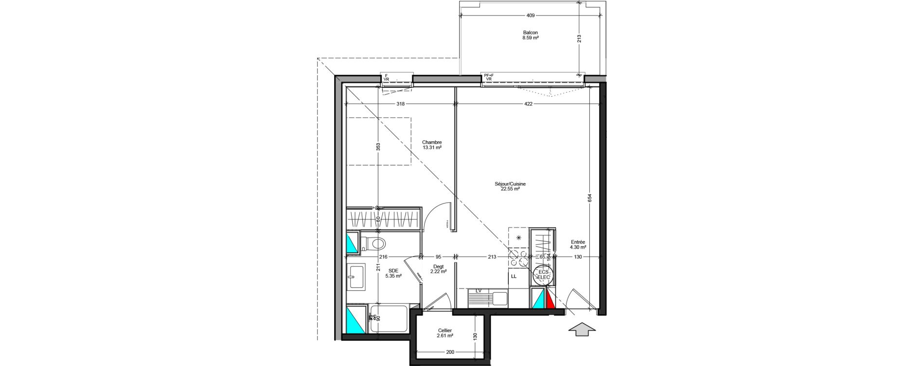 Appartement T2 de 50,34 m2 &agrave; L&eacute;on Centre