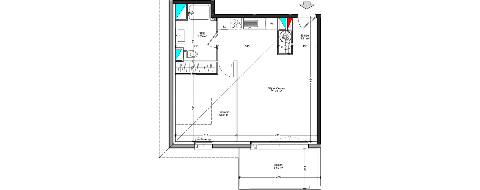 Appartement T2 de 47,86 m2 &agrave; L&eacute;on Centre