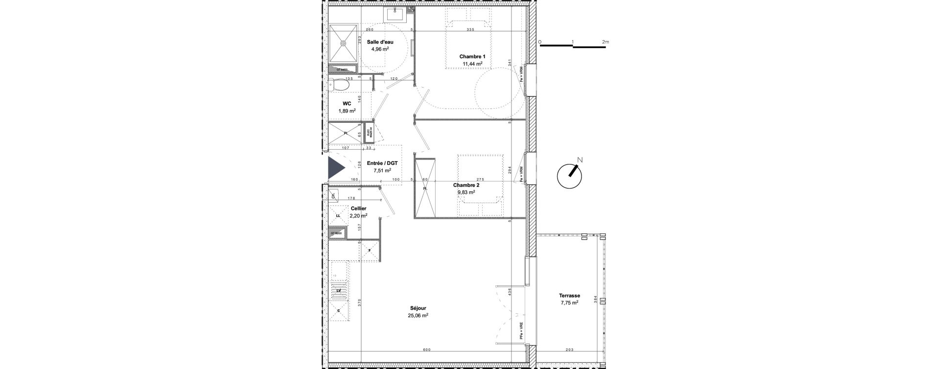Appartement T3 de 62,89 m2 &agrave; Linxe Centre