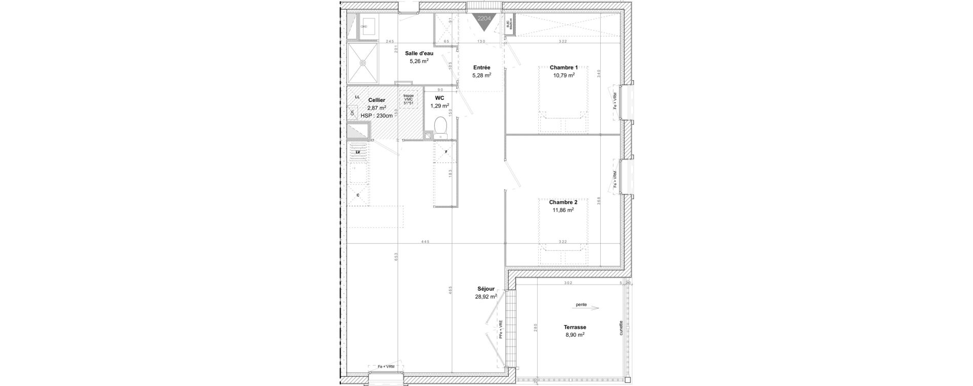 Appartement T3 de 66,27 m2 &agrave; Linxe Centre